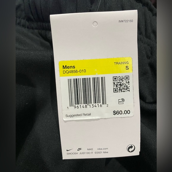 NEW Nike Therma Men's Small Therma-FIT Open Hem Fitness Pants - Black/White - Picture 10 of 10